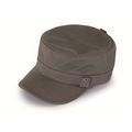 Washed Chino Twill Cadet Military Hat W/Contrasting Stitch